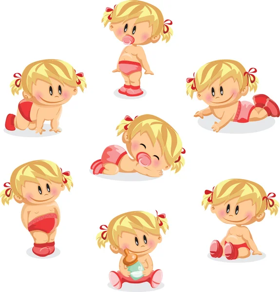 Vectorillustratie van baby meisjes — Stockvector