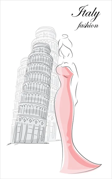 Fashion woman in Italy — Stock Vector