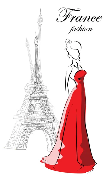 Fashion woman in France — Stock Vector