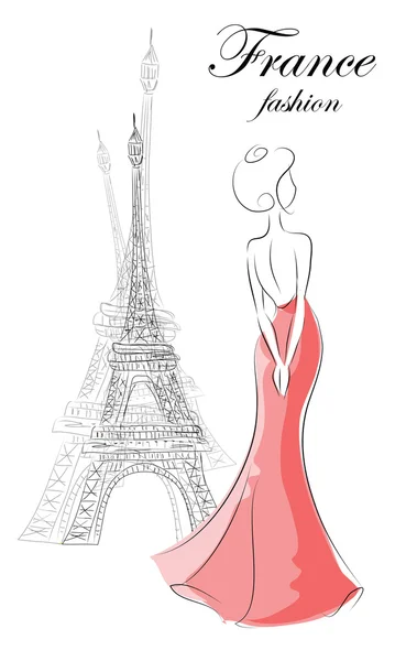 Fashion woman in France — Stock Vector