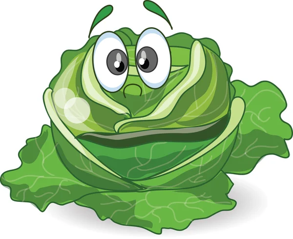 Cartoon cabbage with cute face — Stock Vector