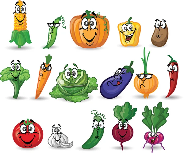 Légumes de bande dessinée — Image vectorielle