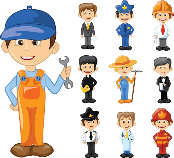 Cartoon characters of different professions — Stock Vector