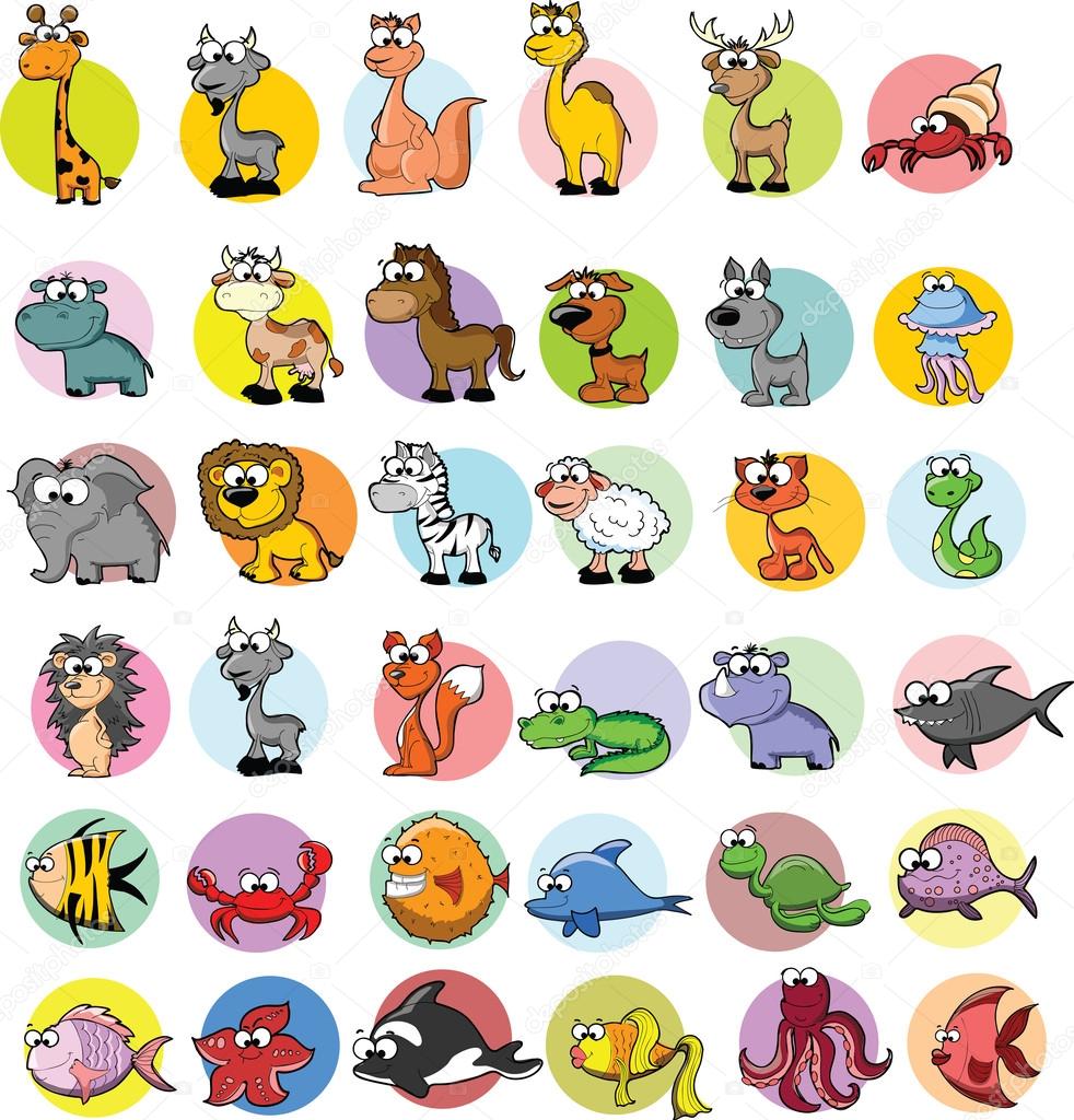 Set of vector stamps with different animals Stock Vector by ©Perysty  86170408