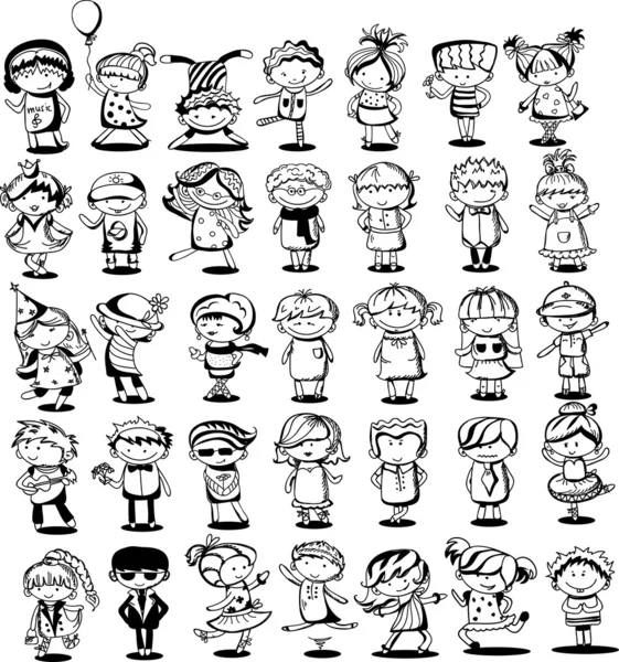Lindos niños dibujos animados — Archivo Imágenes Vectoriales