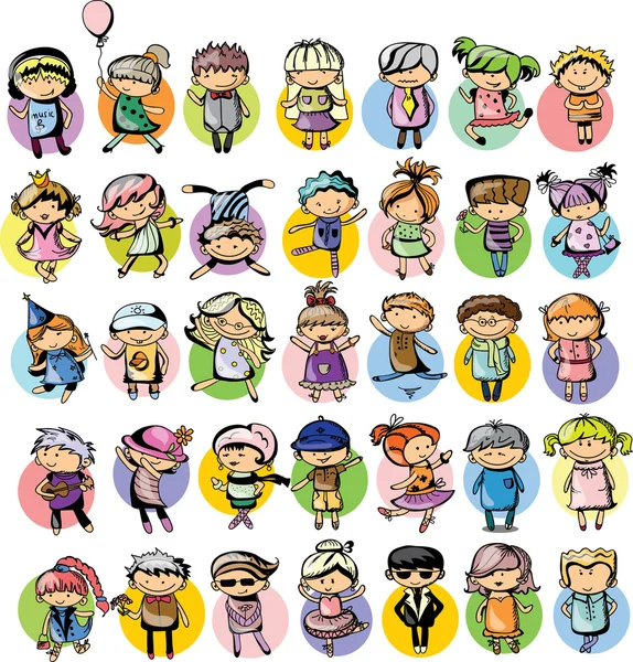 Lindos niños dibujos animados — Vector de stock