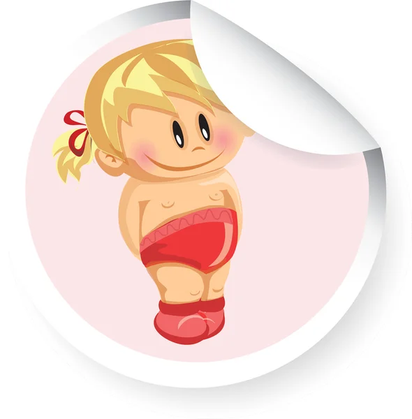 Vector sticker with baby girl — Stock Vector