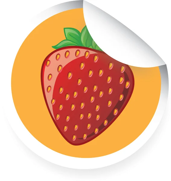 Stiker strawberry kartun - Stok Vektor