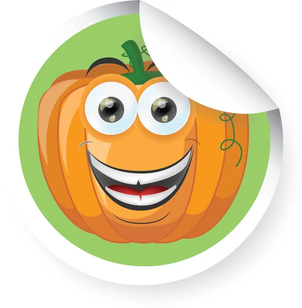 Sticker with cartoon pumpkin — Stock Vector