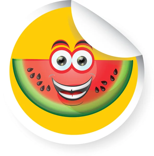 Sticker with cartoon watermelon — Stock Vector