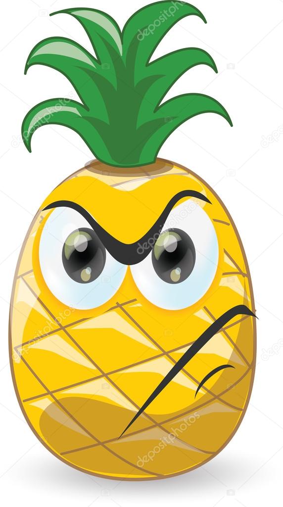 Cartoon pineapple with angry face — Stock Vector © virinaflora 28967529