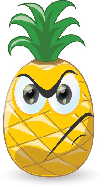 Ananas cartone animato con faccia arrabbiata — Vettoriale Stock