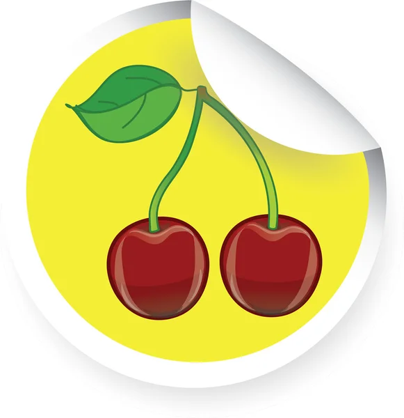 Stickers with cartoon cherry — Stock Vector