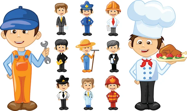 Cartoon characters of different professions — Stock Vector