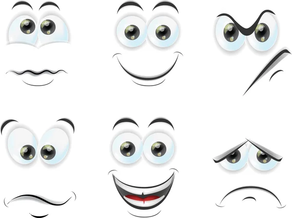 Cartoon faces with emotions — Stock Vector