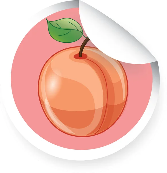 Sticker with cartoon peach — Stock Vector