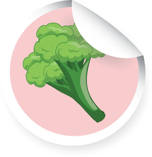 Pegatina con brócoli de dibujos animados — Vector de stock