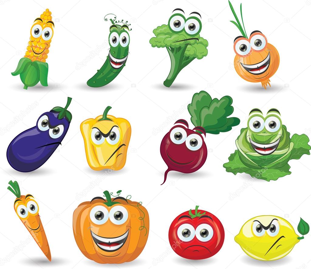 Cartoon vegetables with different emotions Stock Vector Image by  ©virinaflora #30388003