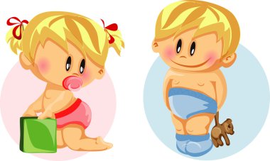 erkek bebek ve bebek kız