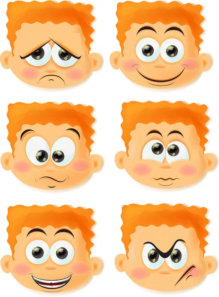 Cartoon funny boy set — Stock Vector