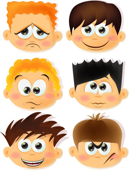 Cartoon funny boy set — Stock Vector