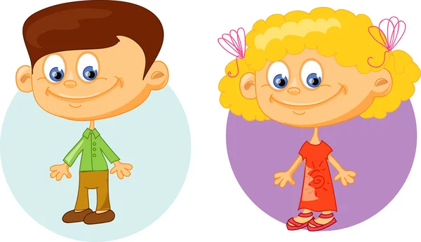 Lindos niños dibujos animados — Vector de stock