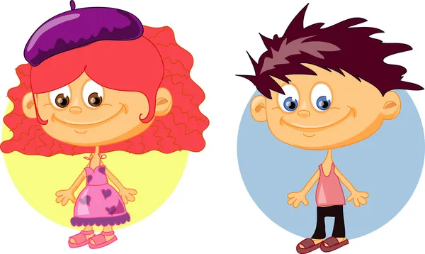 Lindos niños dibujos animados — Vector de stock