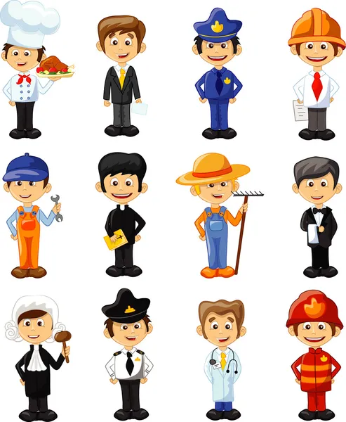 Cartoon characters of different professions — Stock Vector