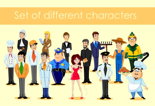 Personagens de desenhos animados de diferentes profissões —  Vetores de Stock