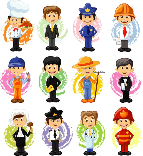 Cartoon characters of different professions — Stock Vector