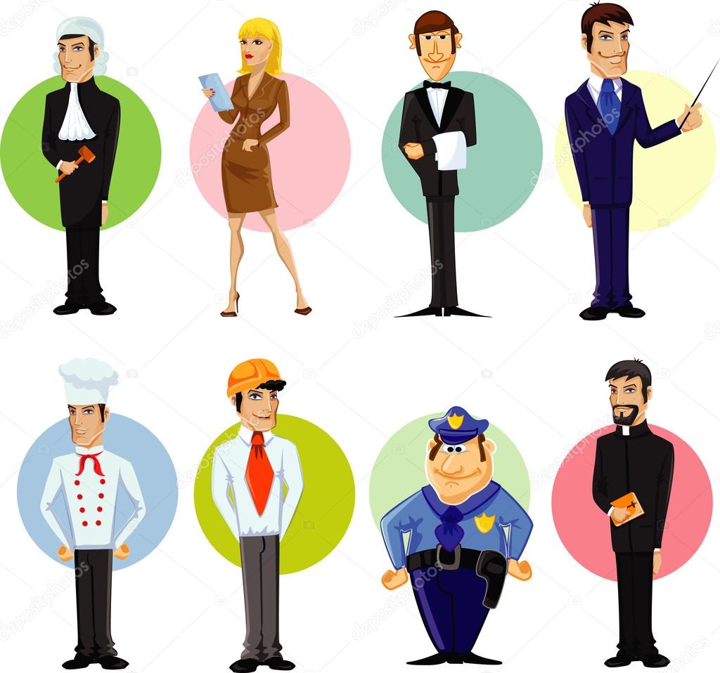 Cartoon characters of different professions — Stock Vector ...
