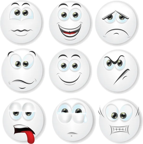 Cartoon gezichten met emoties — Stockvector