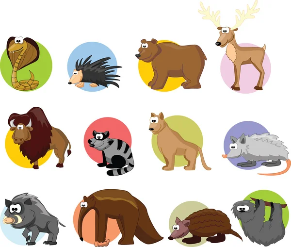 Set of cute cartoon animals — Stock Vector