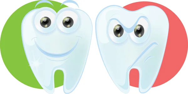 Desenhos animados dentes bonitos com emoções diferentes —  Vetores de Stock