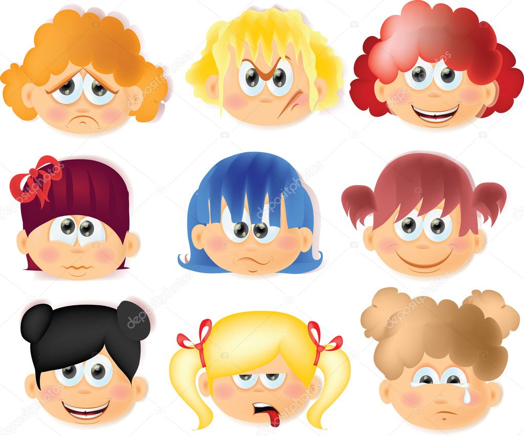 Cartoon funny kids with emotions Stock Vector Image by ©virinaflora  #31483679