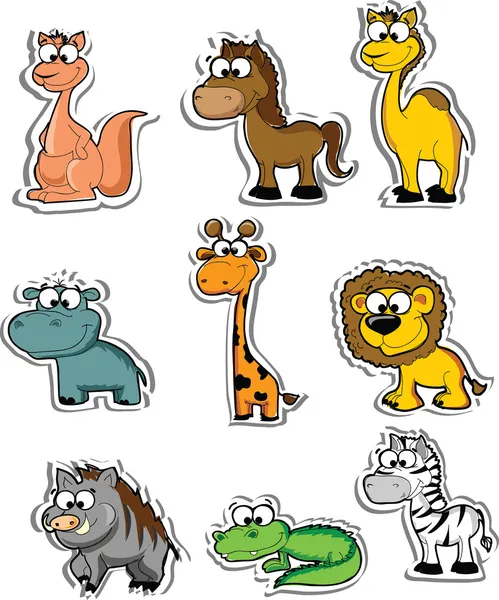 Set of cute cartoon animals — Stock Vector