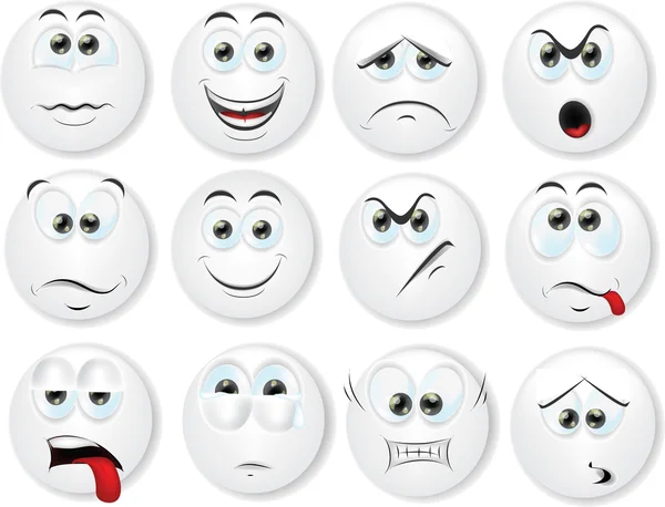 Cartoon faces with emotions — Stock Vector