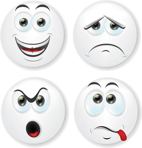 Cartoon faces with emotions — Stock Vector