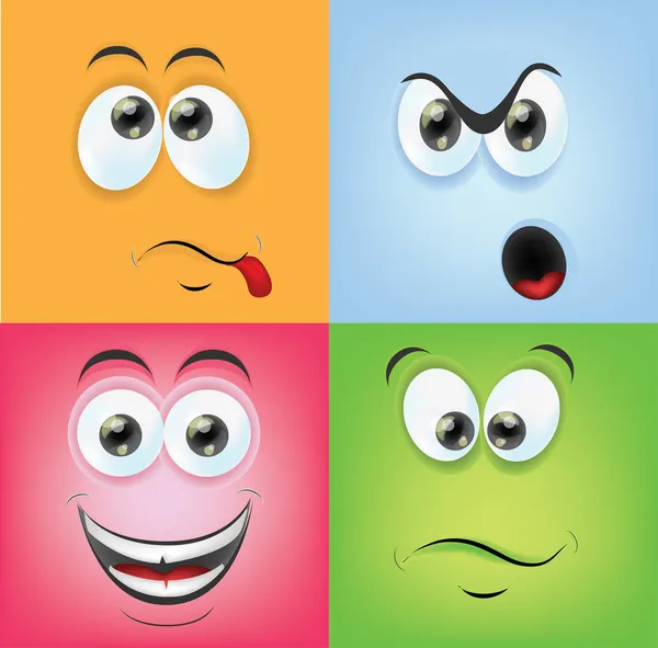 Cartoon faces with emotions — Stock Vector