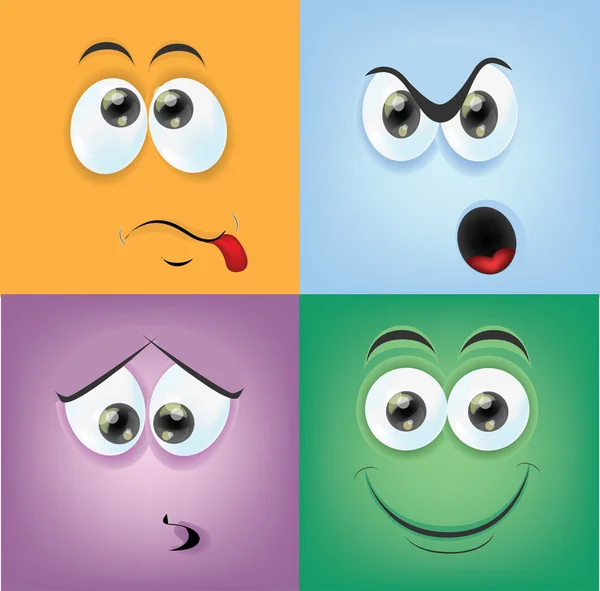 Cartoon faces with emotions — Stock Vector