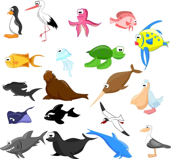Uppsättning söta tecknade djur — Stock vektor