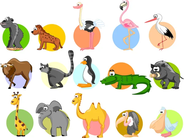 Conjunto de animales de dibujos animados lindo — Vector de stock