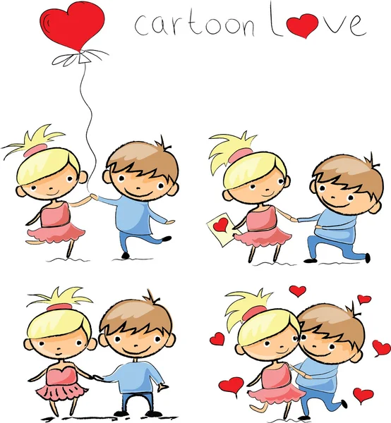 Valentine doodle garçon et fille — Image vectorielle