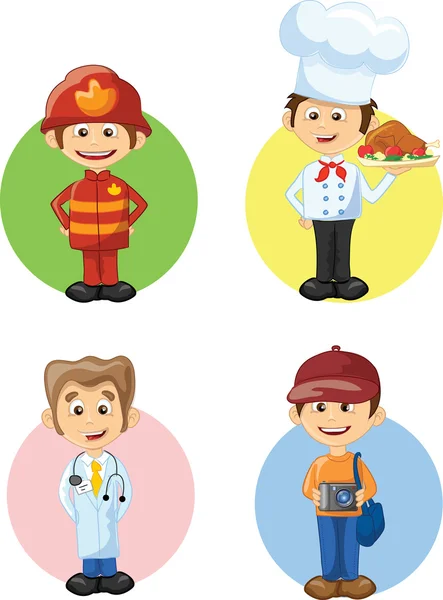 Cartoon characters of different professions — Stock Vector