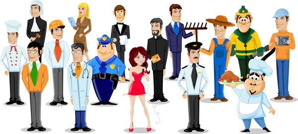 Χαρακτήρες κινουμένων σχεδίων διαφορετικών επαγγελμάτων — Διανυσματικό Αρχείο