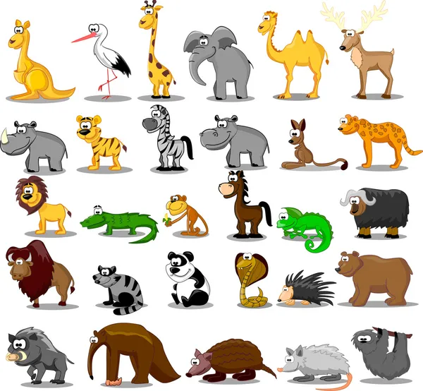 Set of cute cartoon animals Stock Illustration