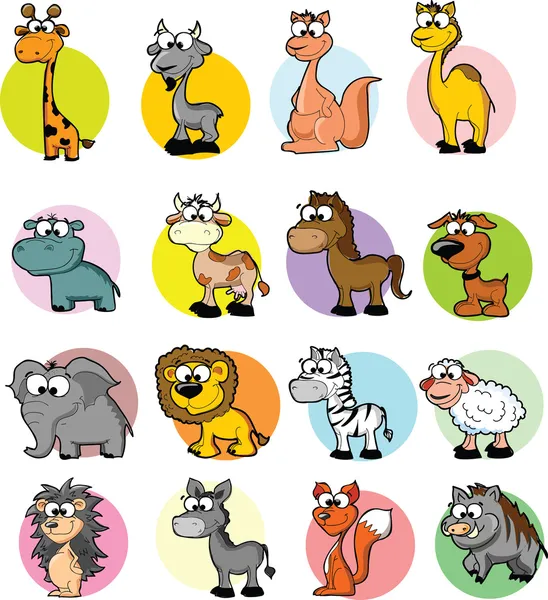 Set van leuke cartoon dieren — Stockvector