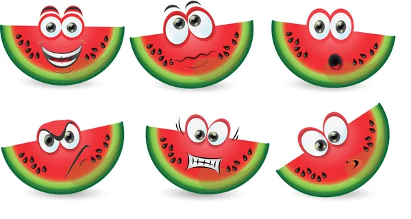 Set of cartoon cute watermelons — Stock Vector