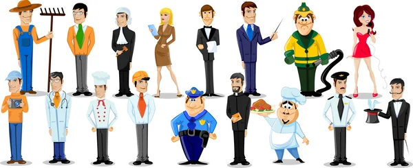 Personajes de dibujos animados de diferentes profesiones — Archivo Imágenes Vectoriales