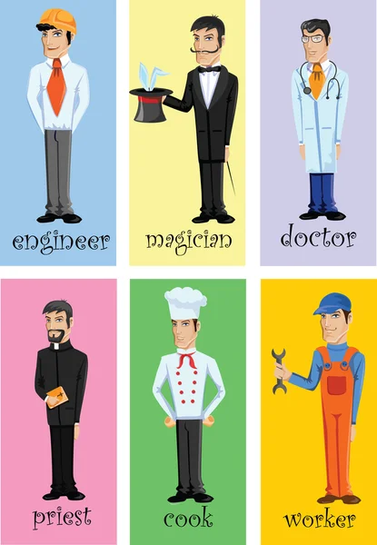 Cartoon characters of different professions — Stock Vector